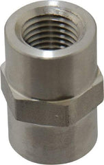 Made in USA - 1/4" Grade 316 Stainless Steel Pipe Hex Coupling - FNPTF x FNPTF End Connections - Americas Industrial Supply