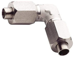 Made in USA - 2" Tube OD, 37° Stainless Steel Flared Tube Union Elbow - 2-1/2-12 UNF, Flare x Flare Ends - Americas Industrial Supply