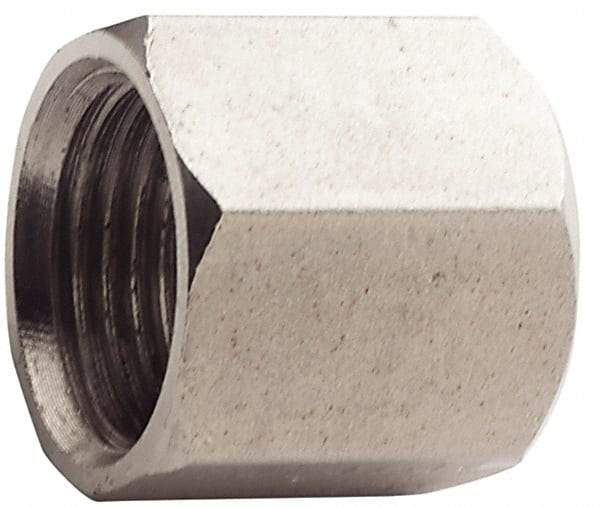Made in USA - 2" Tube OD, 37° Stainless Steel Flared Tube Nut - 2-1/2-12 UNF, Flare Ends - Americas Industrial Supply