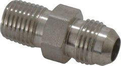 Made in USA - 3/8" Tube OD, 37° Stainless Steel Flared Tube Male Connector - 1/4-18 NPTF, Flare x MNPTF Ends - Americas Industrial Supply