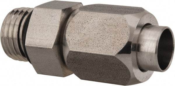 Made in USA - 3/8" Tube OD, 37° Stainless Steel Flared Tube Male Connector - 9/16-18 UNF, Flared to Male SAE O-Ring Ends - Americas Industrial Supply
