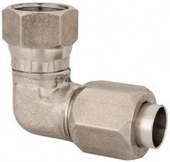 Made in USA - 1/2" Tube OD, 37° Stainless Steel Flared Tube Female Elbow - 3/4-16 UNF, Flared to Female JIC Swivel, 90° Ends - Americas Industrial Supply