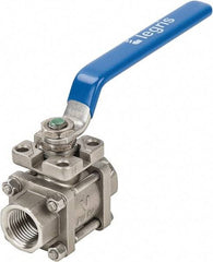 Legris - 1" Pipe, Full Port, Stainless Steel Standard Ball Valve - 3 Piece, Inline - One Way Flow, FBSPP x FBSPP Ends, Lever Handle, 435 WOG - Americas Industrial Supply