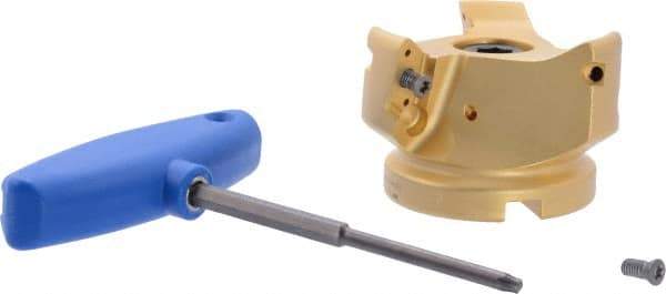 Iscar - 3 Inserts, 3" Cut Diam, 1" Arbor Diam, 0.807" Max Depth of Cut, Indexable Square-Shoulder Face Mill - 0/90° Lead Angle, 2" High, HM90 APCR 2206.. Insert Compatibility, Through Coolant, Series Helialu - Americas Industrial Supply