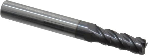 ProMax - 9/32" Diam, 3/4" LOC, 4 Flute Solid Carbide Roughing & Finishing Corner Radius End Mill - AlTiN Finish, 2-1/2" OAL, 5/16" Shank Diam, Straight Shank, 40° Helix, Centercutting, Regular Length - Americas Industrial Supply