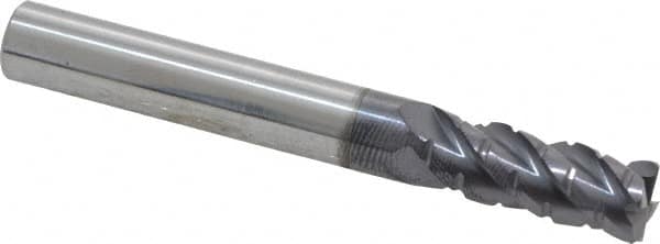 ProMax - 5/16" Diam, 3/4" LOC, 4 Flute Solid Carbide Roughing & Finishing Corner Radius End Mill - AlTiN Finish, 2-1/2" OAL, 5/16" Shank Diam, Straight Shank, 40° Helix, Centercutting, Regular Length - Americas Industrial Supply