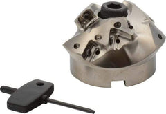 Seco - 3.126" Cut Diam, 1" Arbor Hole, 0.866" Max Depth of Cut, 45° Indexable Chamfer & Angle Face Mill - 9 Inserts, XO.. 1204 Insert, Right Hand Cut, 3 Flutes, Through Coolant, Series R220.49 - Americas Industrial Supply