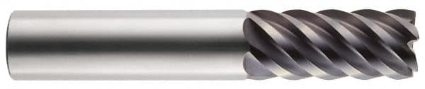 RobbJack - 5/8", 6 Flute, Single End, Solid Carbide, 0.09" Corner Radius End Mill - 3-1/2" OAL, 45° Helix, Right Hand Flute, 1-1/4" LOC, Right Hand Cut - Americas Industrial Supply