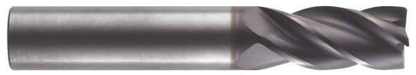 RobbJack - 5/8" Diam, Fine Pitch, 3/4" LOC, 4 Flute Solid Carbide 0.027-0.029" Corner Radius Roughing End Mill - AlTiN Finish, 3-1/2" OAL, 5/8" Shank Diam, Single End, Centercutting - Americas Industrial Supply