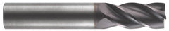 RobbJack - 5/8" Diam, Fine Pitch, 3/4" LOC, 4 Flute Solid Carbide 0.027-0.029" Corner Radius Roughing End Mill - AlTiN Finish, 3-1/2" OAL, 5/8" Shank Diam, Single End, Centercutting - Americas Industrial Supply