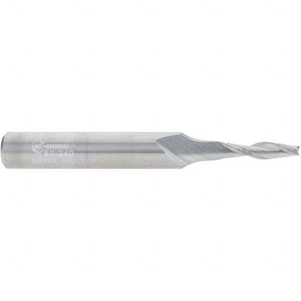 Onsrud - 1/8" Cutting Diam x 1/2" Length of Cut, 2 Flute, Upcut Spiral Router Bit - Uncoated, Right Hand Cut, Solid Carbide, 2" OAL x 1/4" Shank Diam, Double Edge, 30° Helix Angle - Americas Industrial Supply