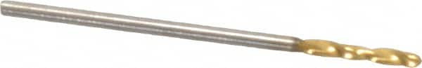 Guhring - 3/64" 130° Parabolic Flute Cobalt Screw Machine Drill Bit - TiN Finish, Right Hand Cut, 7mm Flute Length, 28mm OAL, Standard Point, Straight Shank - Americas Industrial Supply