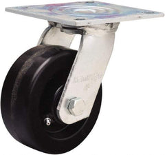 Hamilton - 5" Diam x 2" Wide x 6-1/2" OAH Top Plate Mount Swivel Caster - Phenolic, 900 Lb Capacity, Straight Roller Bearing, 5 x 5-1/2" Plate - Americas Industrial Supply