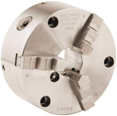 Buck Chuck Company - 3 Jaws, 6" Diam, Self Centering Manual Lathe Chuck - Front Mount, Adjustable, 4,600 Max RPM, 1.78" Through Hole Diam, Forged Steel - Americas Industrial Supply