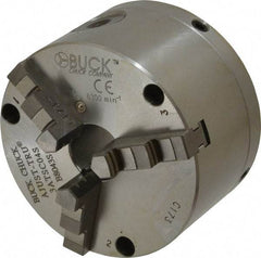 Buck Chuck Company - 3 Jaws, 4" Diam, Self Centering Manual Lathe Chuck - Front Mount, Adjustable, 6,300 Max RPM, 1.04" Through Hole Diam, Forged Steel - Americas Industrial Supply
