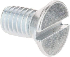 Import - #10-32 UNF, 3/8" OAL Slotted Drive Machine Screw - Flat Head, Grade 2 Steel, Zinc-Plated Finish, Without Washer - Americas Industrial Supply