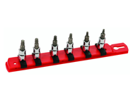 6 Piece - T10 - T30 on Rail - 1/4" Square Drive with 1/4" Replaceable Hex Bit - Torx Bit Socket Set - Americas Industrial Supply