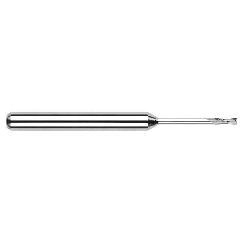 Miniature End Mills - Long Reach, Standard Flute - 0.0700″ Cutter Diameter × 0.2100″ Length of Cut × 0.5000″ (1/2″) Reach Carbide Square End Mill, 2 Flutes