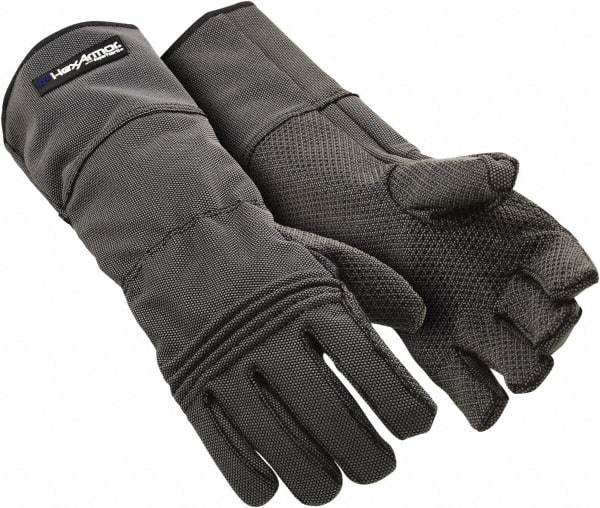 HexArmor - Size L (9), ANSI Cut Lvl A9, Puncture Lvl 3, Silicone Rubber Coated SuperFabric Cut Resistant Gloves - Palm Coated, Dyneema Lining, Gauntlet Cuff, Gray, Paired - Americas Industrial Supply