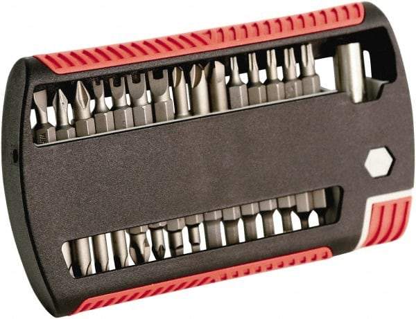 Wiha - 31 Piece, 1/4" Drive Screwdriver Bit Set - #1 to #2 Phillips, 5/64 to 1/4" Hex, T8 to T25 Torx, #1 & #2 Pozidriv - Americas Industrial Supply