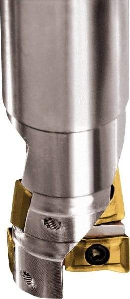 Kyocera - 50mm Cut Diam, 9.5mm Max Depth of Cut, 42mm Shank Diam, 250mm OAL, Indexable Square Shoulder End Mill - GOMT 160408ER-D, JOMT 160408ER-D Inserts, Cylindrical Shank, 90° Lead Angle - Americas Industrial Supply