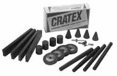 Cratex - 22 Piece Rubberized Abrasive Point Set - Includes 4 Blocks, 4 Cones, 2 Mandrels, 4 Sticks & 4 Wheels - Americas Industrial Supply
