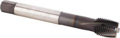 Kennametal - M12x1.50 Metric Fine 3 Flute 6HX Plug Spiral Flute Tap - Powdered Metal, TiN/CrC/C Finish, 100mm OAL, Left Hand Flute, Right Hand Thread, Series T621 - Americas Industrial Supply