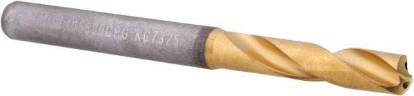 Kennametal - 5.6mm 140° Spiral Flute Solid Carbide Screw Machine Drill Bit - Multilayer TiAlN Finish, Right Hand Cut, 28mm Flute Length, 66mm OAL, Standard Point, Straight Shank, Through Coolant - Americas Industrial Supply