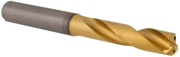 Kennametal - 0.368" 140° Spiral Flute Solid Carbide Screw Machine Drill Bit - Multilayer TiAlN Finish, Right Hand Cut, 47mm Flute Length, 89mm OAL, Standard Point, Straight Shank, Through Coolant - Americas Industrial Supply