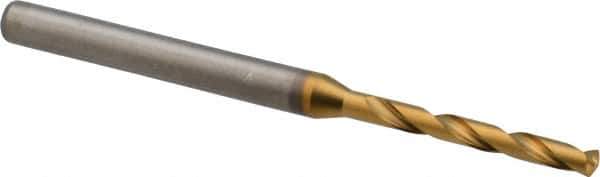 Kennametal - #40 140° Solid Carbide Jobber Drill - Multilayer TiAlN Finish, Right Hand Cut, Spiral Flute, Straight Shank, 58mm OAL, Standard Point - Americas Industrial Supply
