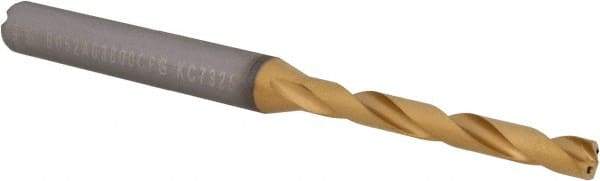 Kennametal - 3.8mm 140° Solid Carbide Jobber Drill - Multilayer TiAlN Finish, Right Hand Cut, Spiral Flute, Straight Shank, 74mm OAL, Standard Point - Americas Industrial Supply