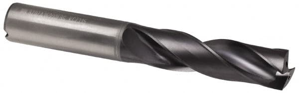 Kennametal - 21mm 180° Spiral Flute Solid Carbide Screw Machine Drill Bit - Multilayer TiAlN Finish, Right Hand Cut, 86mm Flute Length, 141mm OAL, Flat-Bottom Point, Straight Shank, Through Coolant - Americas Industrial Supply