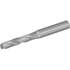 Kennametal - 8mm 180° Spiral Flute Solid Carbide Screw Machine Drill Bit - Multilayer TiAlN Finish, Right Hand Cut, 41mm Flute Length, 79mm OAL, Flat-Bottom Point, Straight Shank, Through Coolant - Americas Industrial Supply