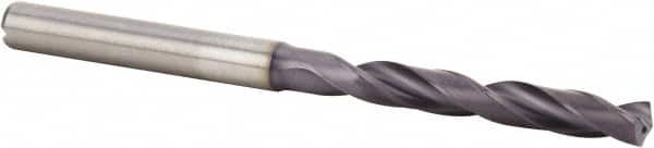 Kennametal - 5.3mm 140° Solid Carbide Jobber Drill - Multilayer TiAlN Finish, Right Hand Cut, Spiral Flute, Straight Shank, 82mm OAL, Standard Point - Americas Industrial Supply