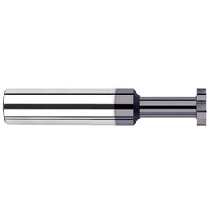 Woodruff Keyseat Cutter: 0.093″ Cut Dia, 0.025″ Cut Width, 1/8″ Shank Dia, Straight Tooth 1-1/2″ OAL, 4 Teeth, Solid Carbide, AlTiN Finish