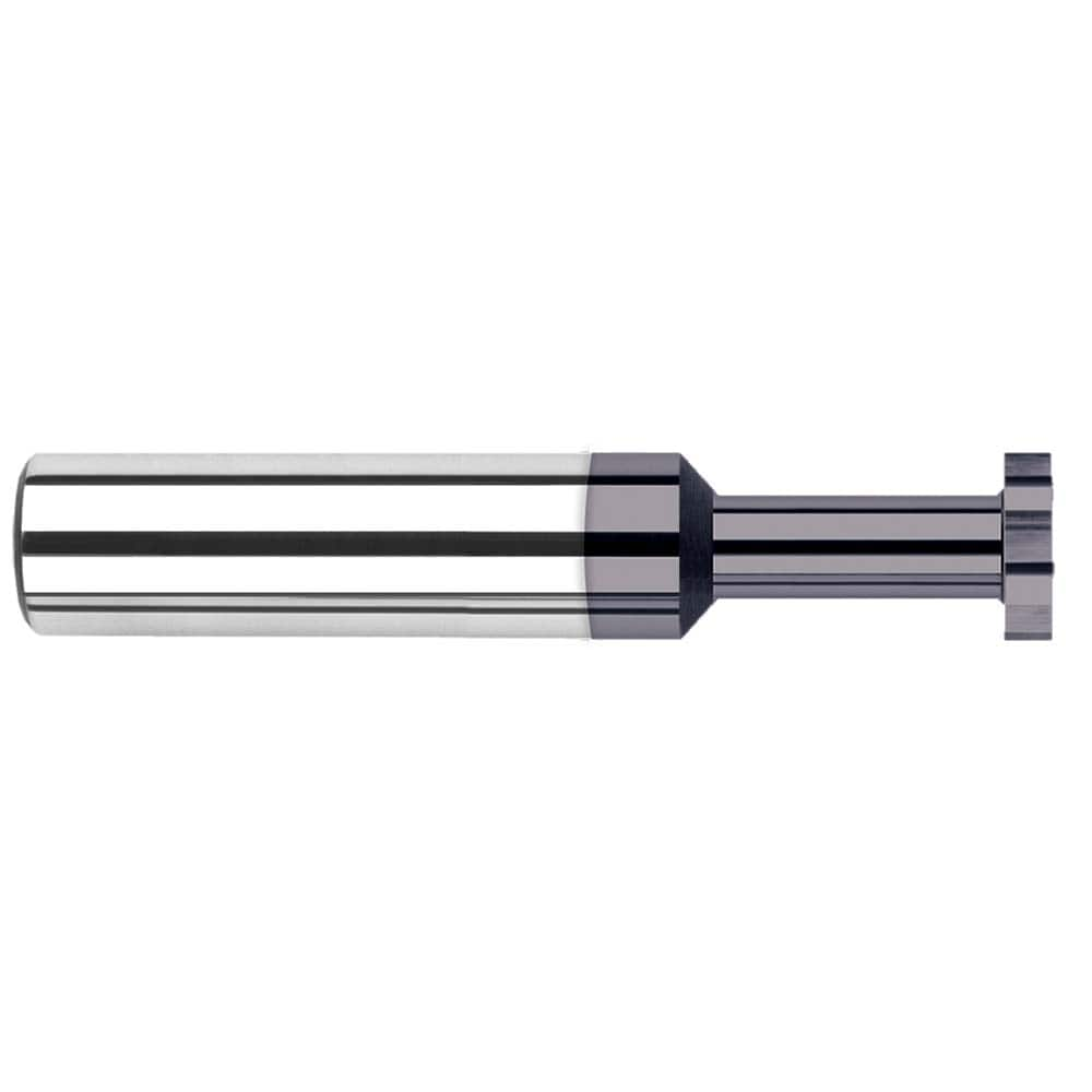 Woodruff Keyseat Cutter: 0.375″ Cut Dia, 0.156″ Cut Width, 3/8″ Shank Dia, Straight Tooth 2-1/2″ OAL, 8 Teeth, Solid Carbide, AlTiN Finish