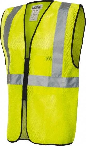 PRO-SAFE - Size 2X/3XL High Visibility Yellow Mesh General Purpose Vest - 58" Chest, ANSI 107-2010, Zipper Closure, 1 Pocket, Polyester - Americas Industrial Supply