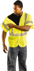 PRO-SAFE - Size 3X/4XL High Visibility Yellow Mesh Breakaway Vest - 63" Chest, ANSI 107-2010, Hook & Loop Closure, 2 Pockets, Polyester - Americas Industrial Supply