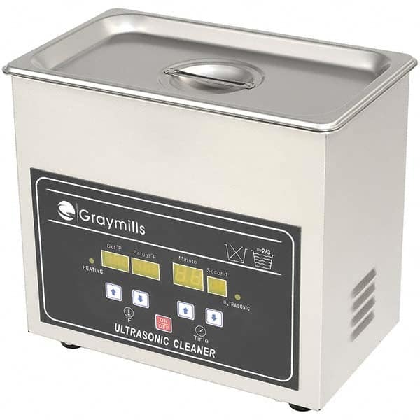 Ultrasonic Cleaner: Bench Top 120V, 3-7/8″ Deep x 9-7/8″ Long x 5-1/4″ Wide Inside Tank Dimensions, 304 Stainless Steel Tank