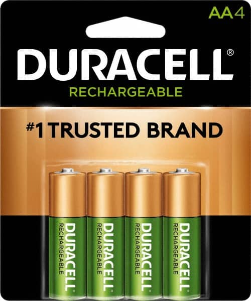 Duracell - Size AA, NiMH, 4 Pack, Standard Battery - 1.2 Volts, Button Tab Terminal, 61951-2:2003-04 - Americas Industrial Supply