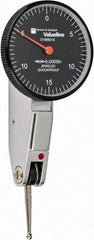 TESA Brown & Sharpe - 0.03 Inch Range, Horizontal Dial Test Indicator - 1.26 Inch Black Dial, 0-15-0 Dial Reading - Americas Industrial Supply