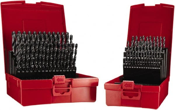 DORMER - 1 to 10mm, 118° Point, Oxide Finish, High Speed Steel Jobber Length Drill Bit Set - Americas Industrial Supply