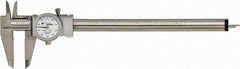 TESA Brown & Sharpe - 0" to 8" Range, 0.001" Graduation, 0.1" per Revolution, Dial Caliper - White Face, 1.9" Jaw Length, Accurate to 0.02mm/0.03mm - Americas Industrial Supply