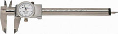 TESA Brown & Sharpe - 0" to 6" Range, 0.001" Graduation, 0.1" per Revolution, Dial Caliper - White Face, 1.5" Jaw Length, Accurate to 0.02mm/0.03mm - Americas Industrial Supply