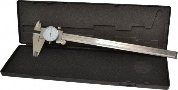 Value Collection - 0" to 12" Range, 0.001" Graduation, 0.1" per Revolution, Dial Caliper - White Face - Americas Industrial Supply