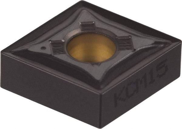 Kennametal - CNMG643 MP Grade KCM25 Carbide Turning Insert - TiN/TiCN/Al2O3 Finish, 80° Diamond, 3/4" Inscr Circle, 1/4" Thick, 3/64" Corner Radius - Americas Industrial Supply