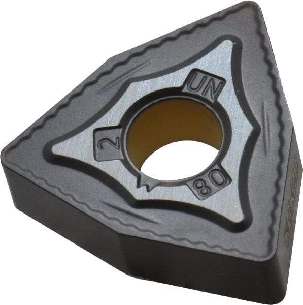 Kennametal - WNMG432 UN Grade KCK20 Carbide Turning Insert - TiCN/Al2O3 Finish, 80° Trigon, 1/2" Inscr Circle, 3/16" Thick, 1/32" Corner Radius - Americas Industrial Supply