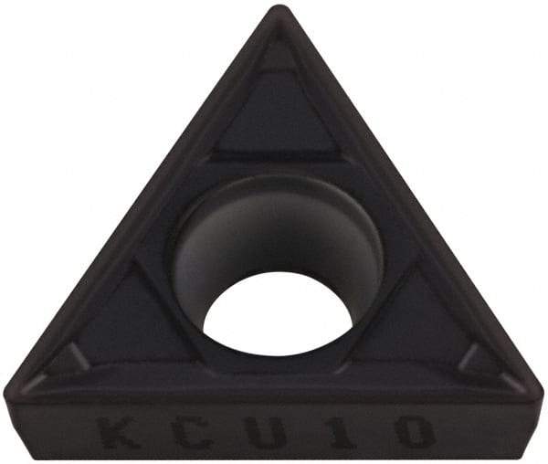 Kennametal - TCMT32.51 FP Grade KC5010 Carbide Turning Insert - TiAlN Finish, 60° Triangle, 3/8" Inscr Circle, 5/32" Thick, 1/64" Corner Radius - Americas Industrial Supply