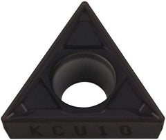 Kennametal - TCMT32.51 FP Grade KC5010 Carbide Turning Insert - TiAlN Finish, 60° Triangle, 3/8" Inscr Circle, 5/32" Thick, 1/64" Corner Radius - Americas Industrial Supply