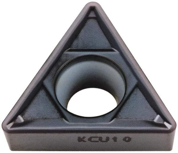 Kennametal - TCMT32.52 FP Grade KC5010 Carbide Turning Insert - TiAlN Finish, 60° Triangle, 3/8" Inscr Circle, 5/32" Thick, 1/32" Corner Radius - Americas Industrial Supply